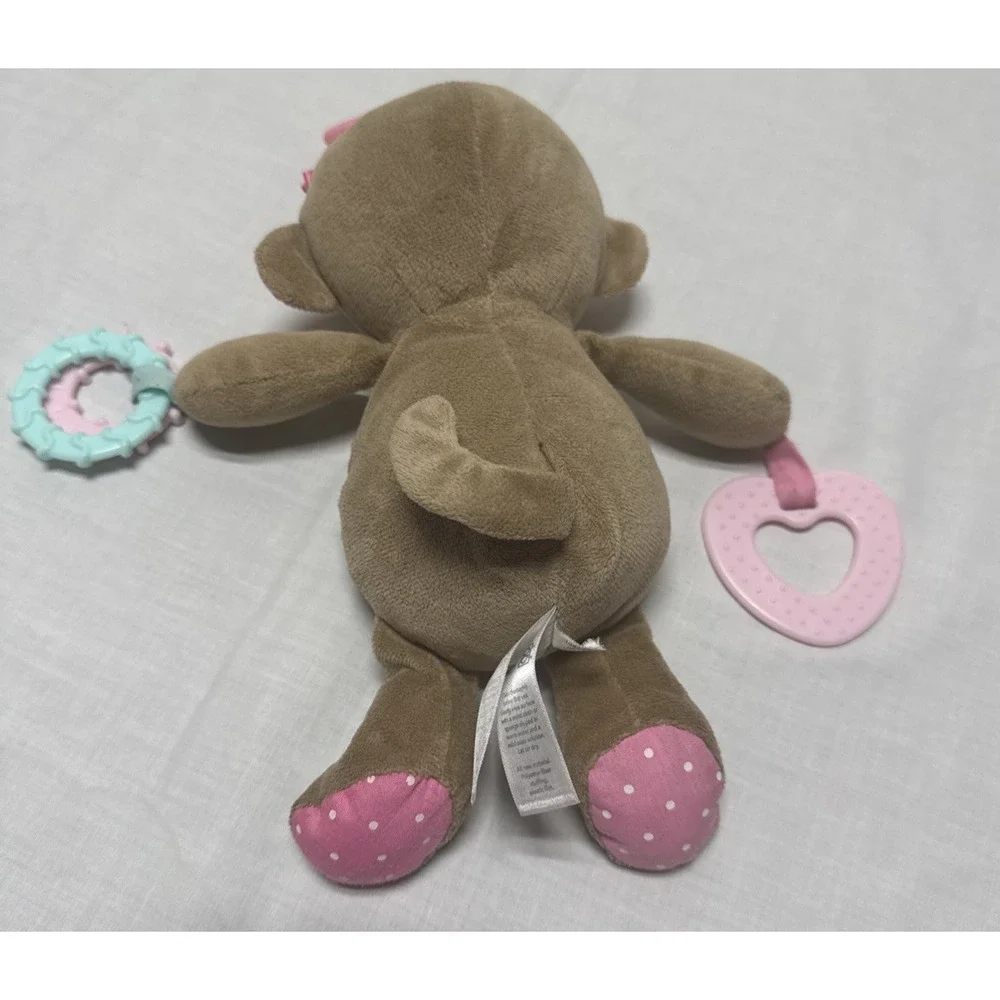 Child Of Mine Carters Brown Monkey Plush Pink Baby Girl Rattle Crinkle Teether